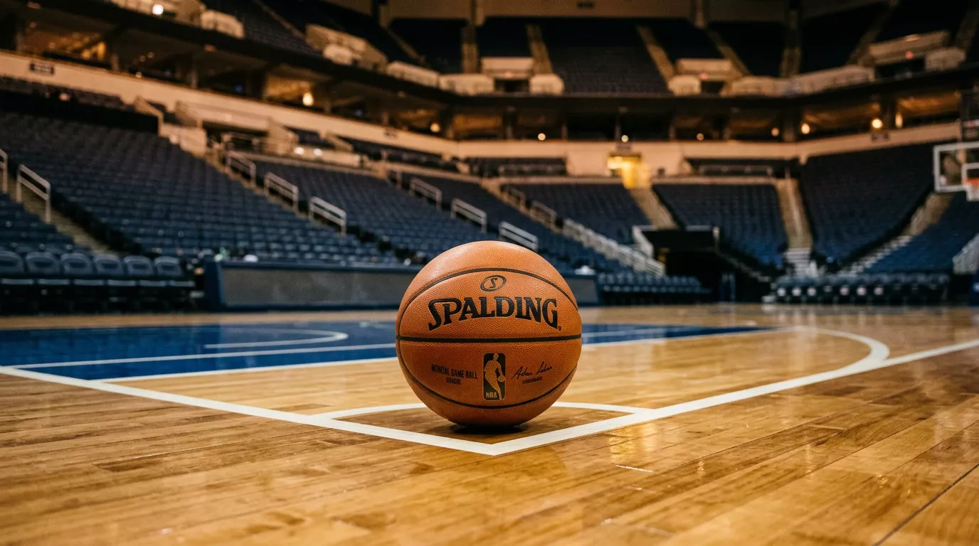 NBA basketball court with analytical data overlay representing data-driven betting analysis